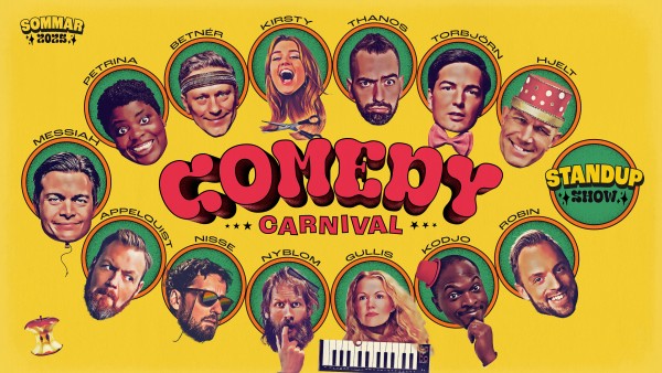 Comedy Carnival med bilder på standup-komiker